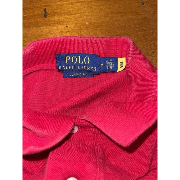 Polo‎ Ralph Lauren Shirt Men M Red Spell Out Short Sleeve Classic Fit Preppy